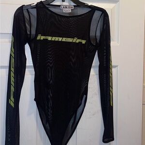 I.AM.GIA Black Mesh Coverup with Lime Accents